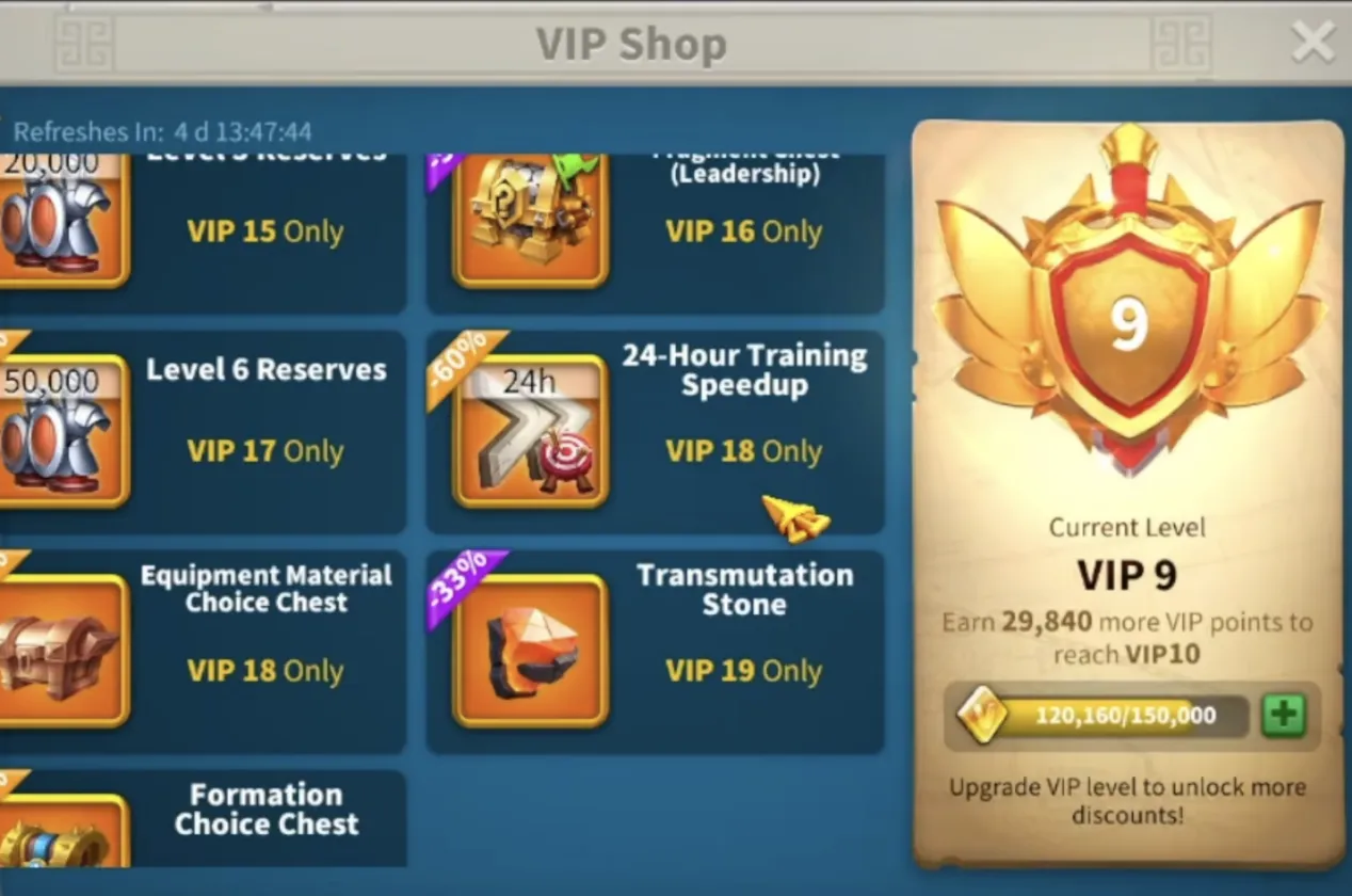 VIP Shop|Rise of Kingdoms