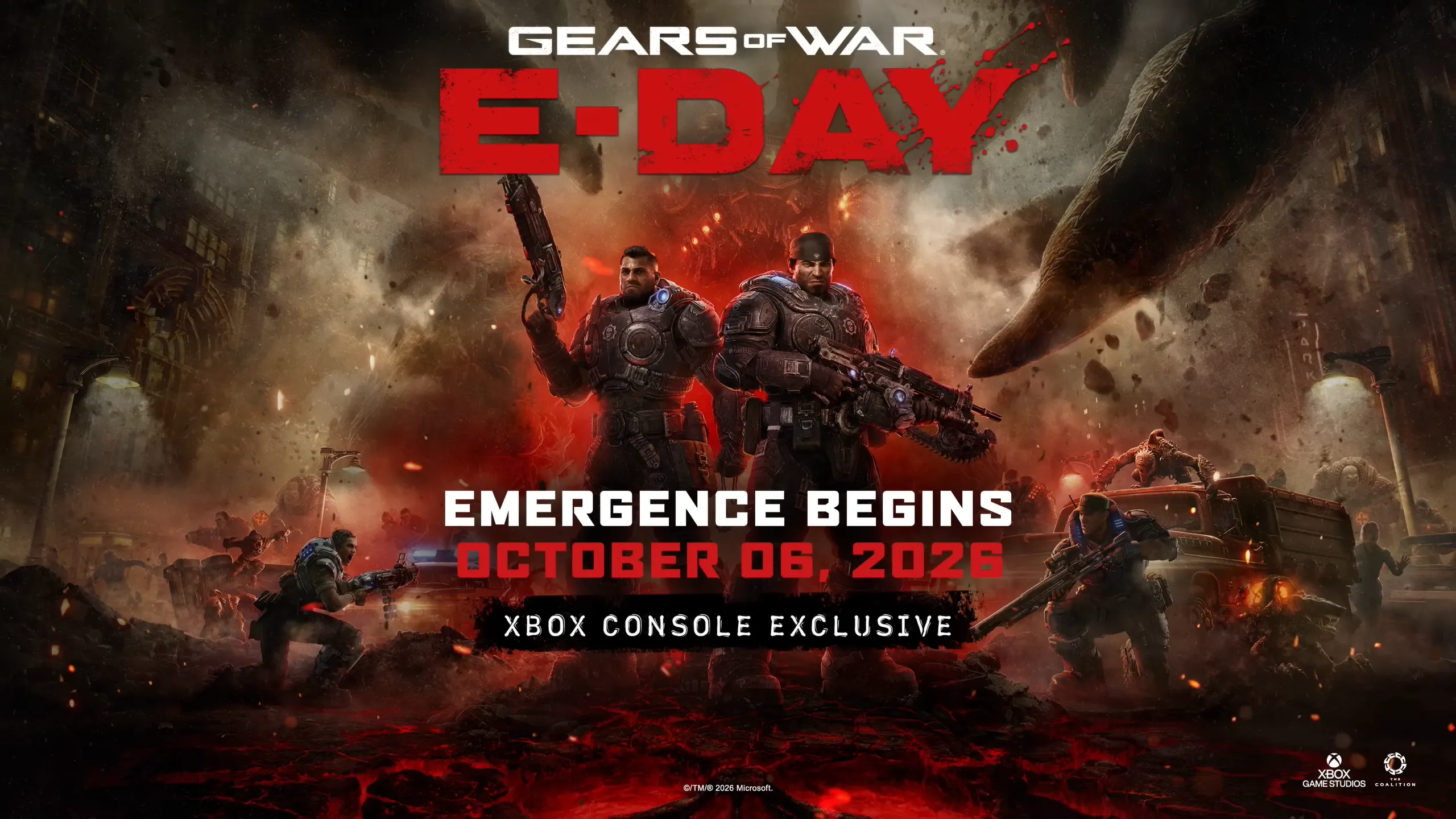 Gears of War: E-Day official key art featuring Emergence Day