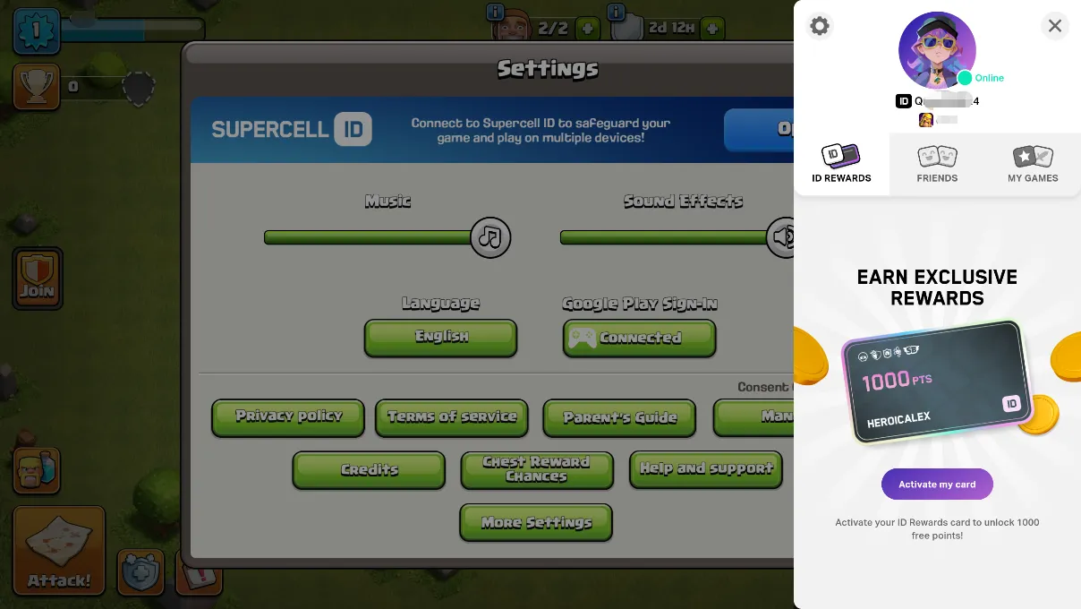 View your bound Supercell ID account