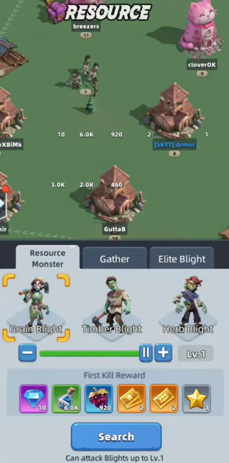 Sweep Resource Monsters for extra Stars