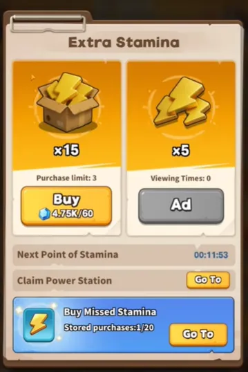 Stamina Refills