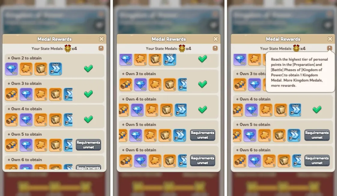 Kingshot Kingdom of Power Event - Medal Rewards