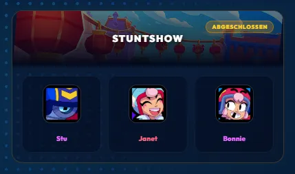 Brawl Stars Stuntshow Trio mit Stu, Janet und Bonnie