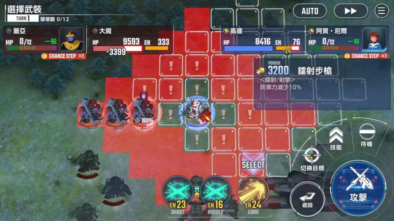 機體在不同地形(宇宙、空中、地面、水面、水中)的適應性