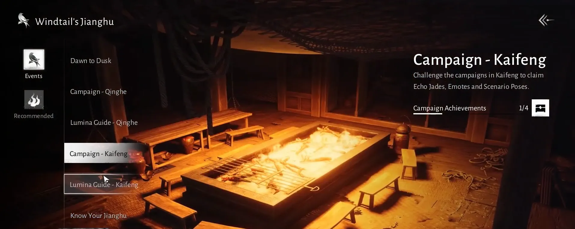 Events Menu: Claimable Rewards