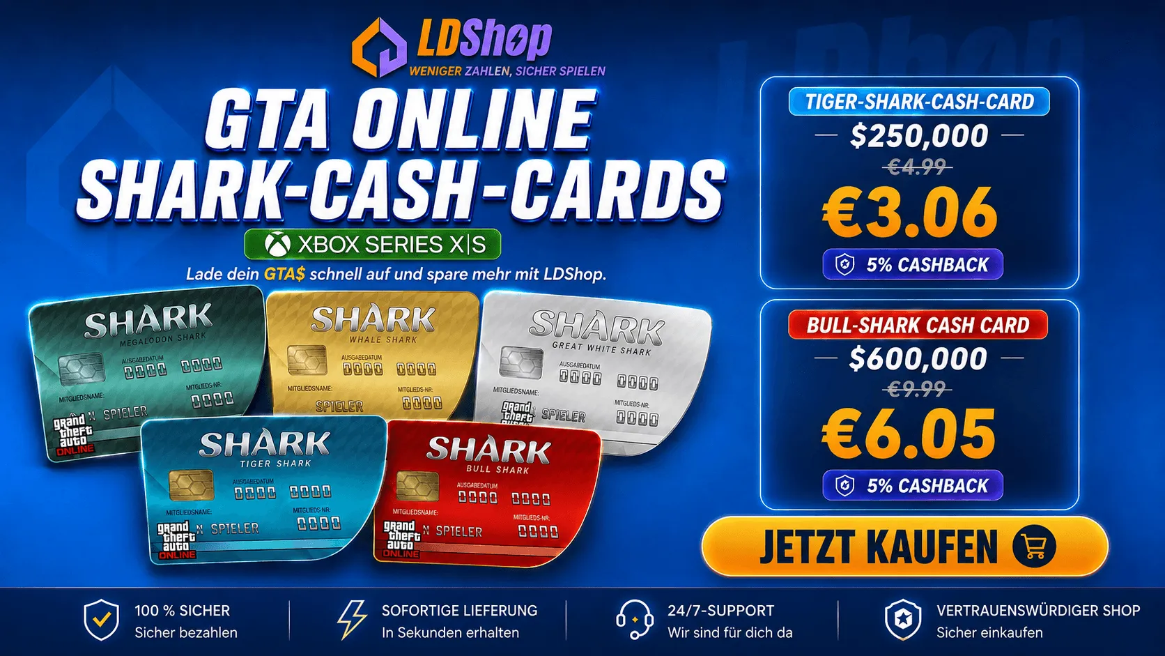 Buy GTA Online Shark Cash Cards for Xbox at LDShop
