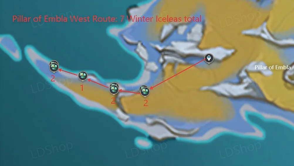 West Route: 7 Winter Iceleas genshin