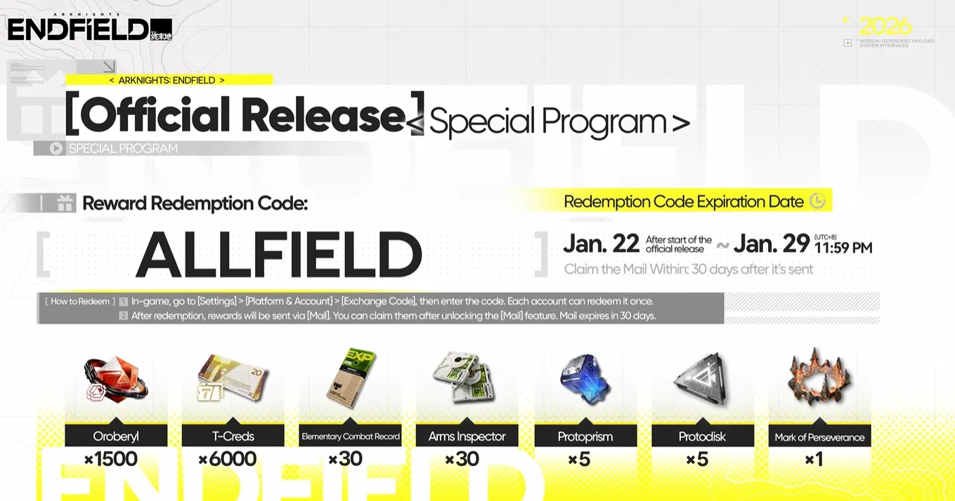 Arknights: Endfield Livestream Code