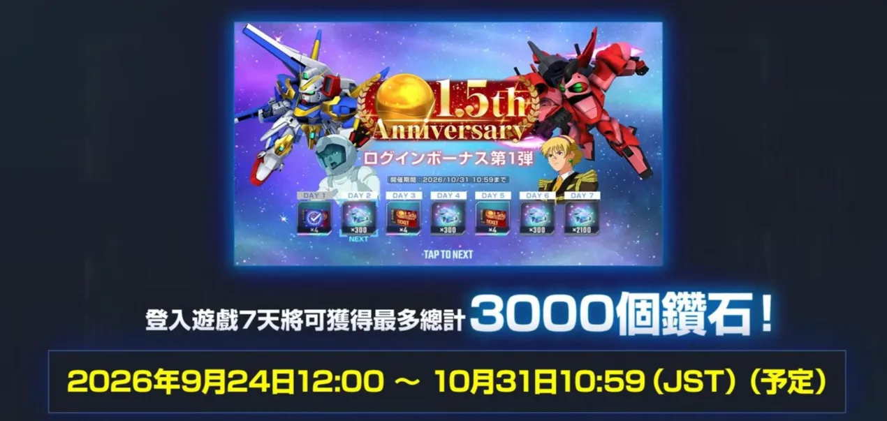 《SD鋼彈 G世代 永恆》1.5 周年直播