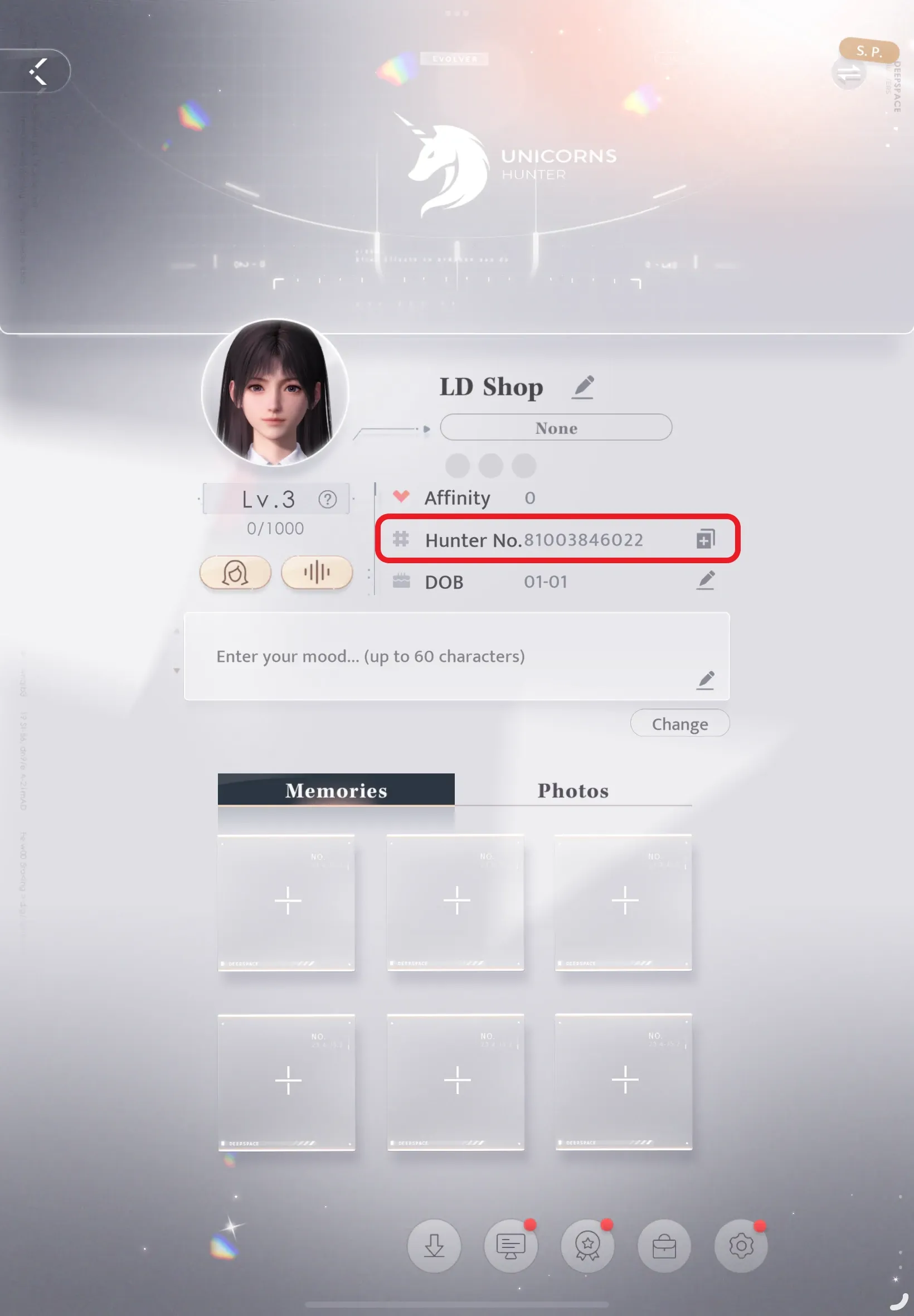 how to find Love and Deepspace UID step2