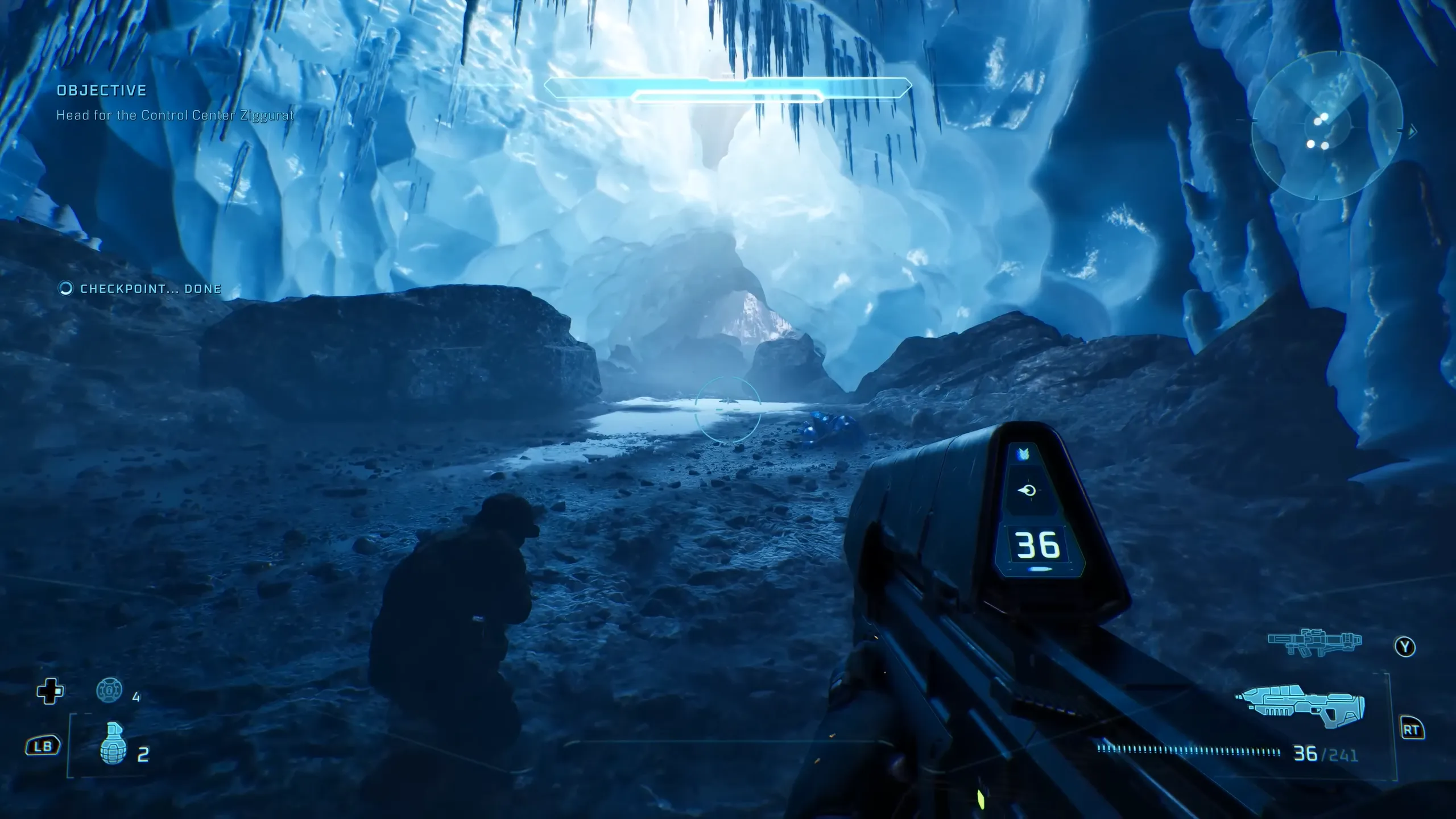 Exploring an icy cave in Halo: Campaign Evolved before starting a LASO run