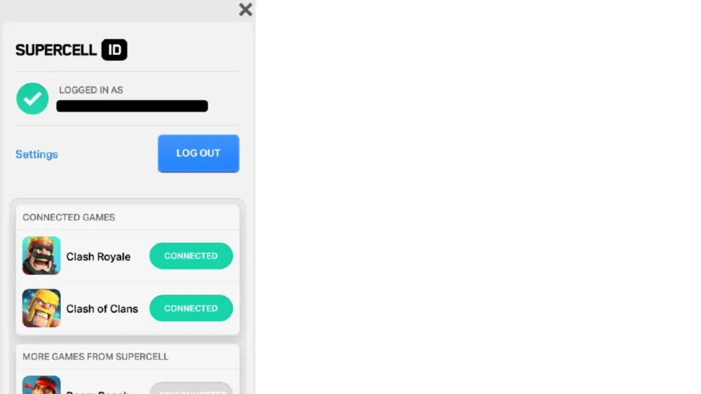 Войдите в систему, используя свой Supercell ID