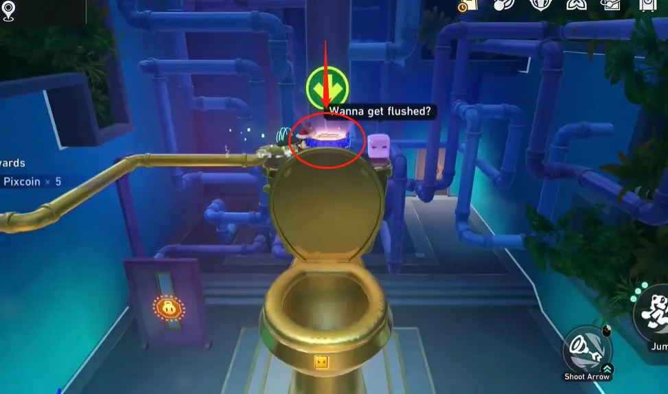 Keep moving forward until you reach the marked location shown in the image, then jump down from there to unlock the achievement.