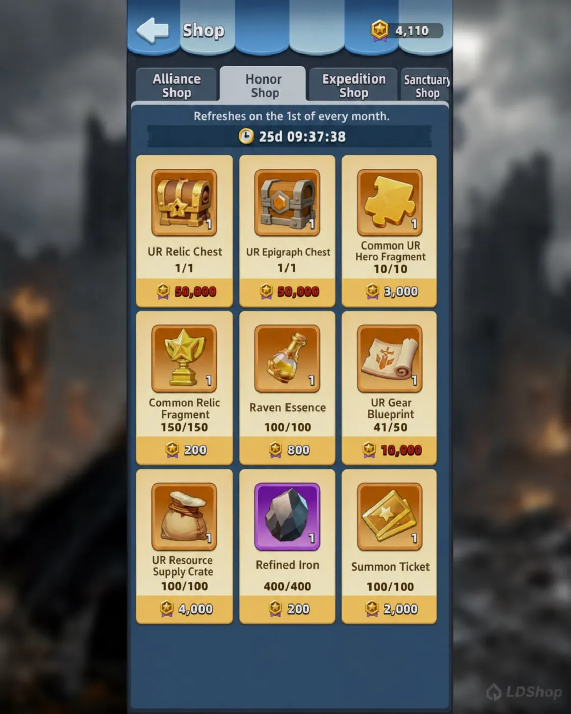 Last Asylum Honor shop