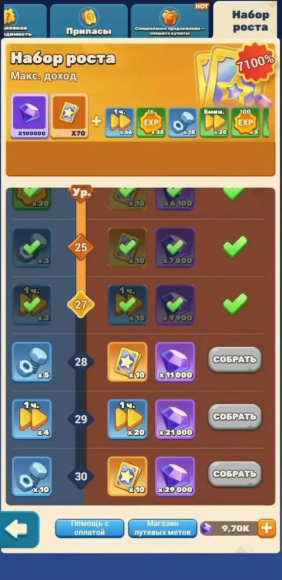 набор роста