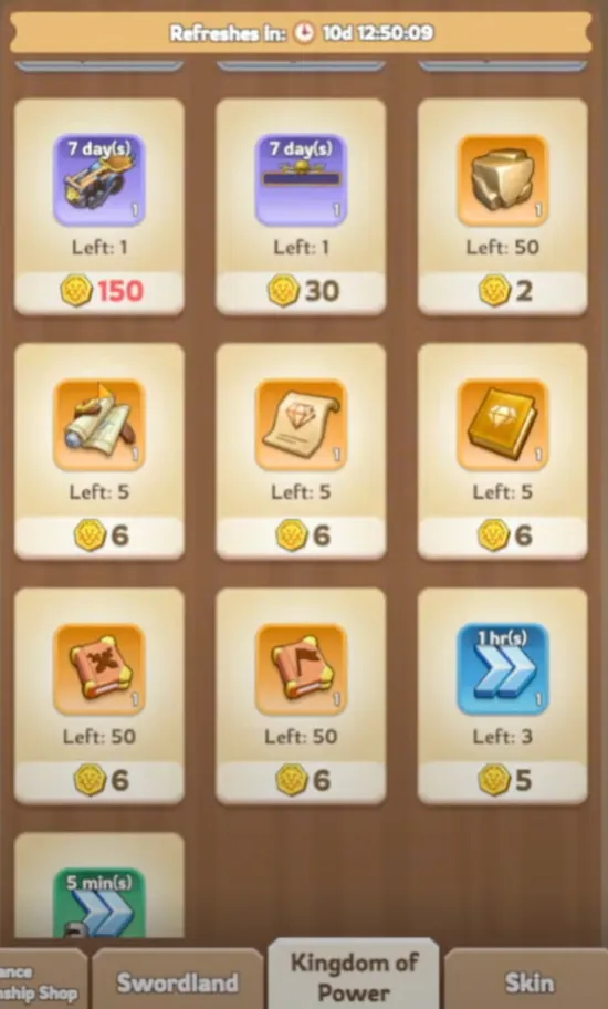 Kingdom of Power (KVK) Shop
