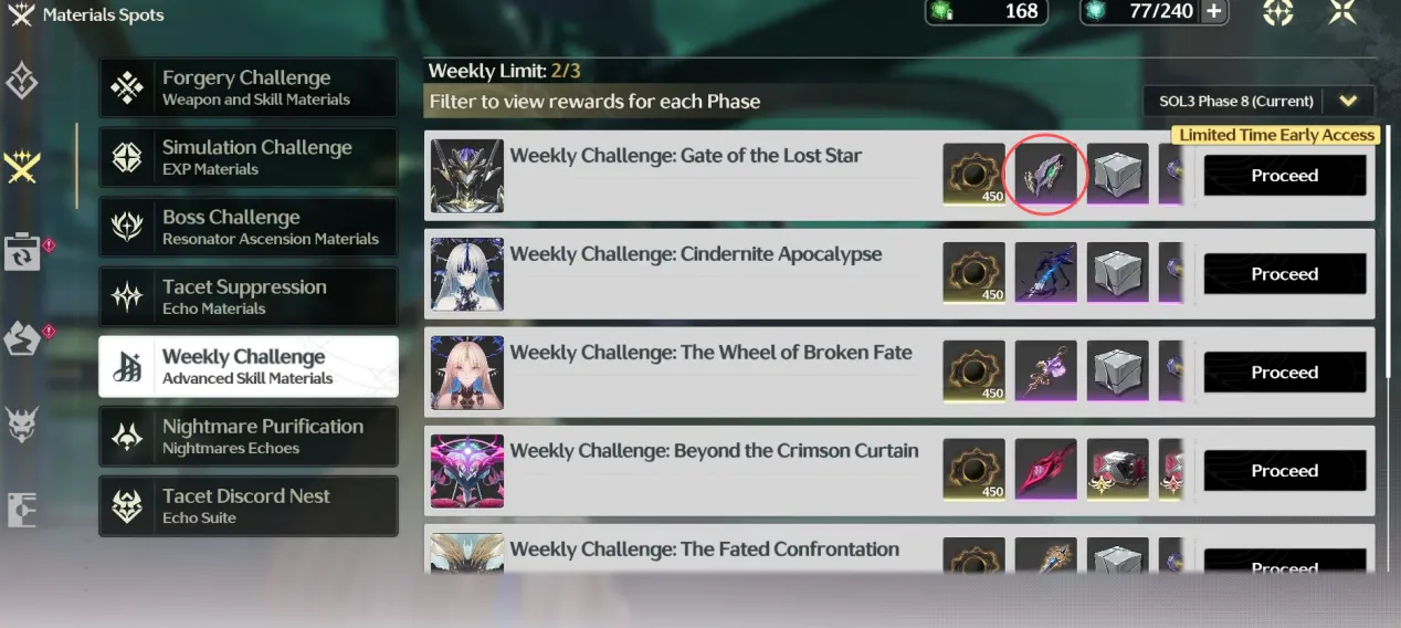 How to get Aemeath weekly boss mats Gold in Memory?