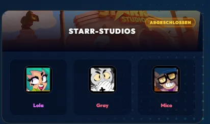 Brawl Stars Starr-Studios Trio mit Lola, Gray und Mico
