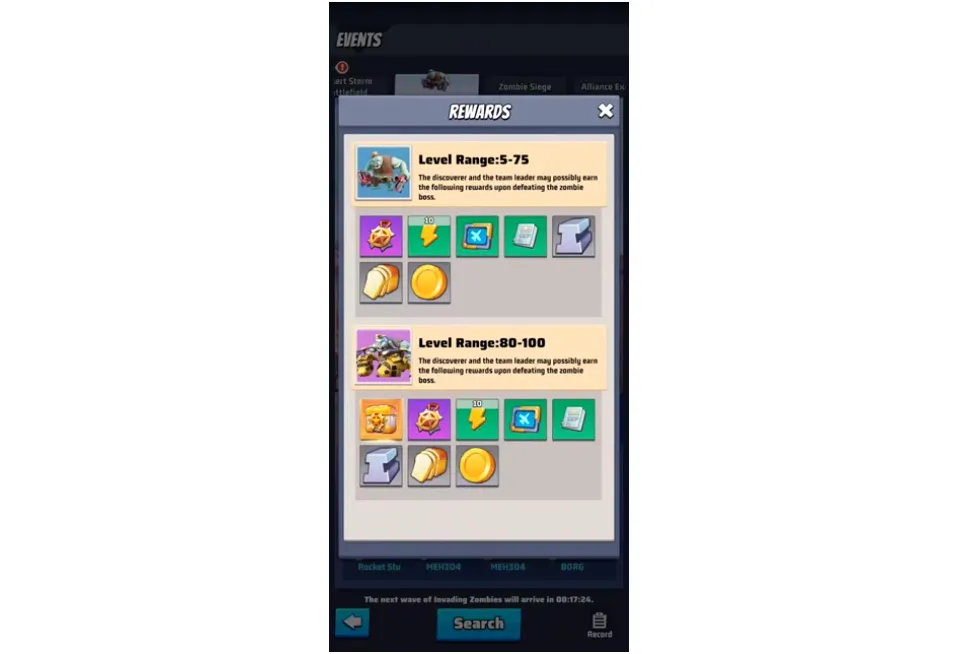 Zombie Siege Rewards