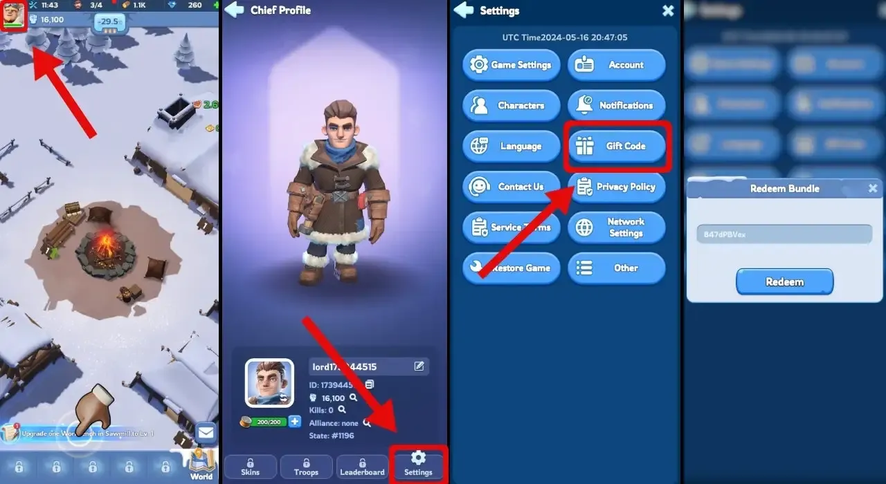 Как активировать коды Whiteout Survival (для пользователей Android)