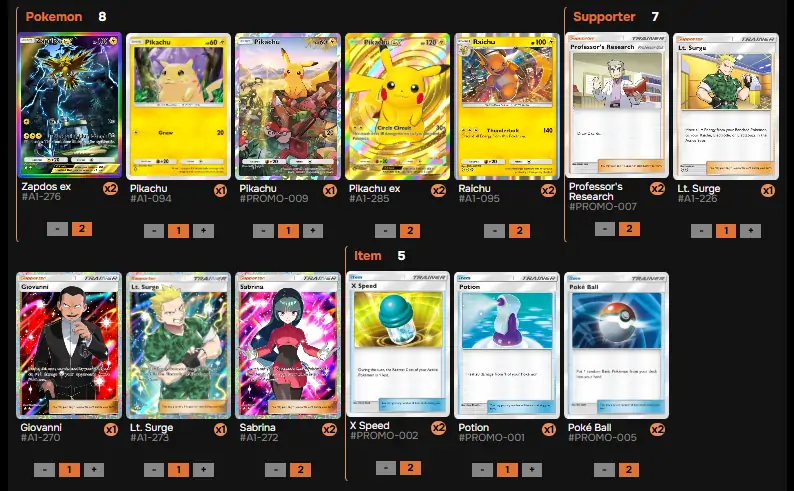 Pikachu ex deck