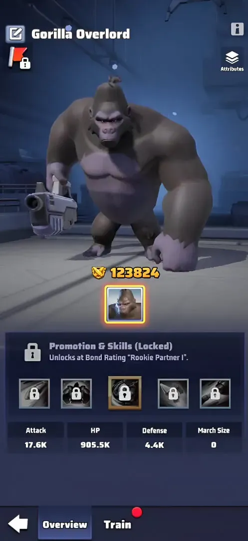 Overlord-Gorilla-Übersichtsbildschirm