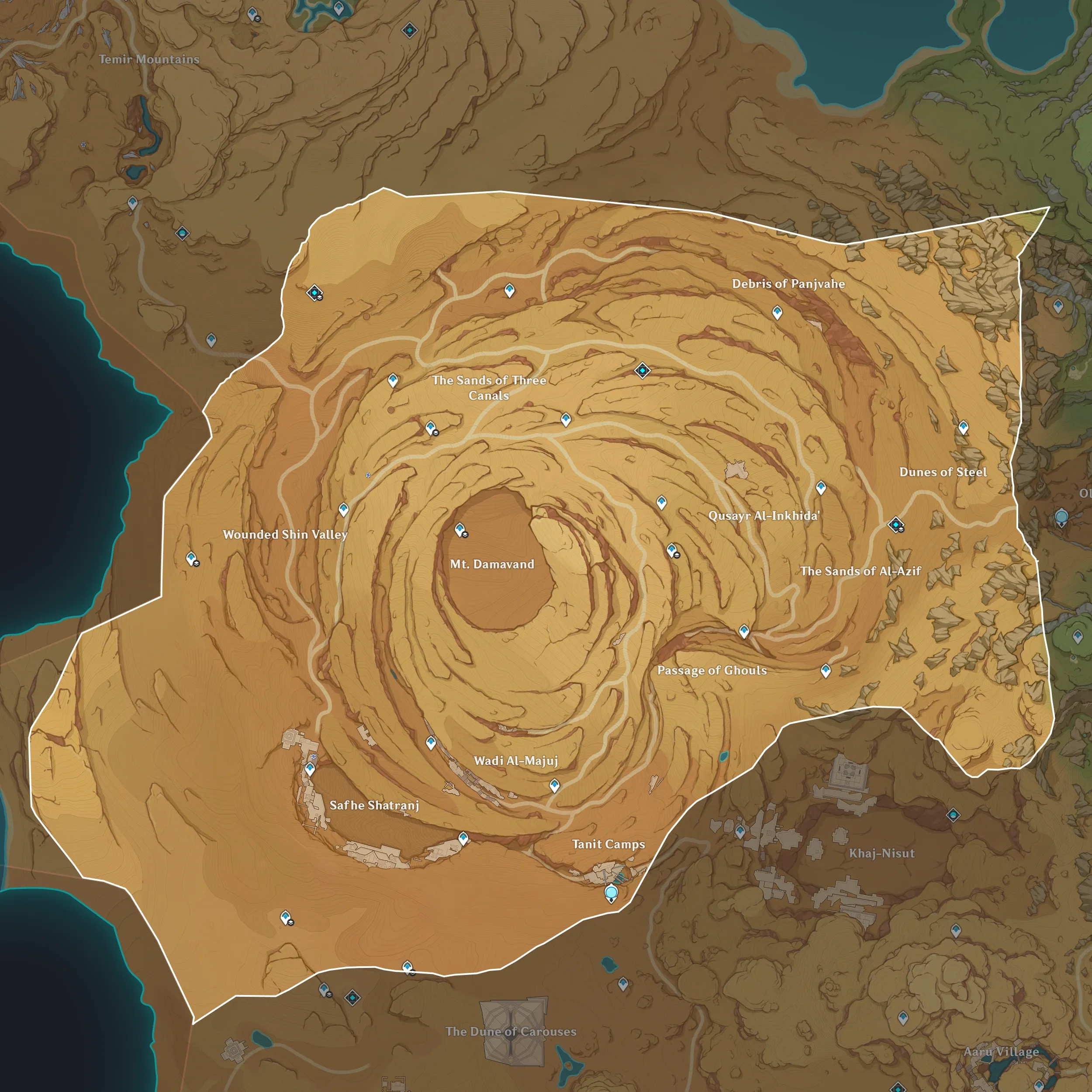 Genshin Impact Version 3.4 Desert of Hadramaveth map