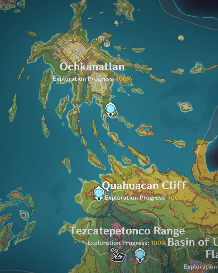 Genshin Impact Version 5.2 Tezcatepetonco Range Quahuacan Cliff and Ochkanatlan map