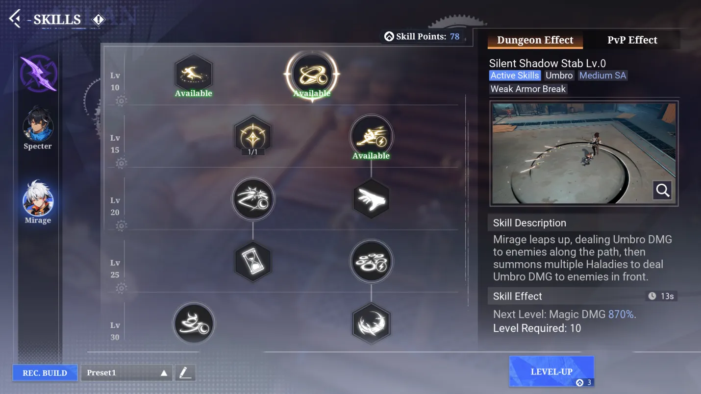 Mirage Important Skills & Skill Leveling Priotities