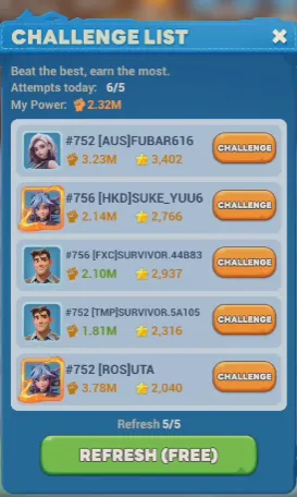 challenge list
