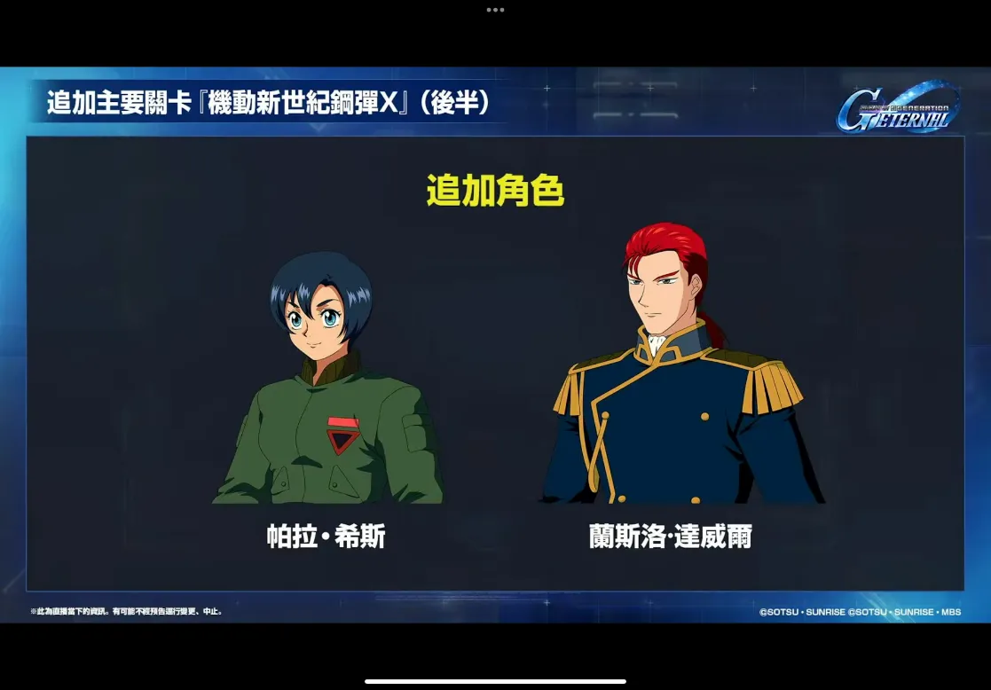 機動新世紀鋼彈X（後半）追加角色