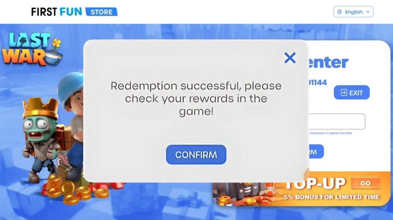 Last War Survival redeem page