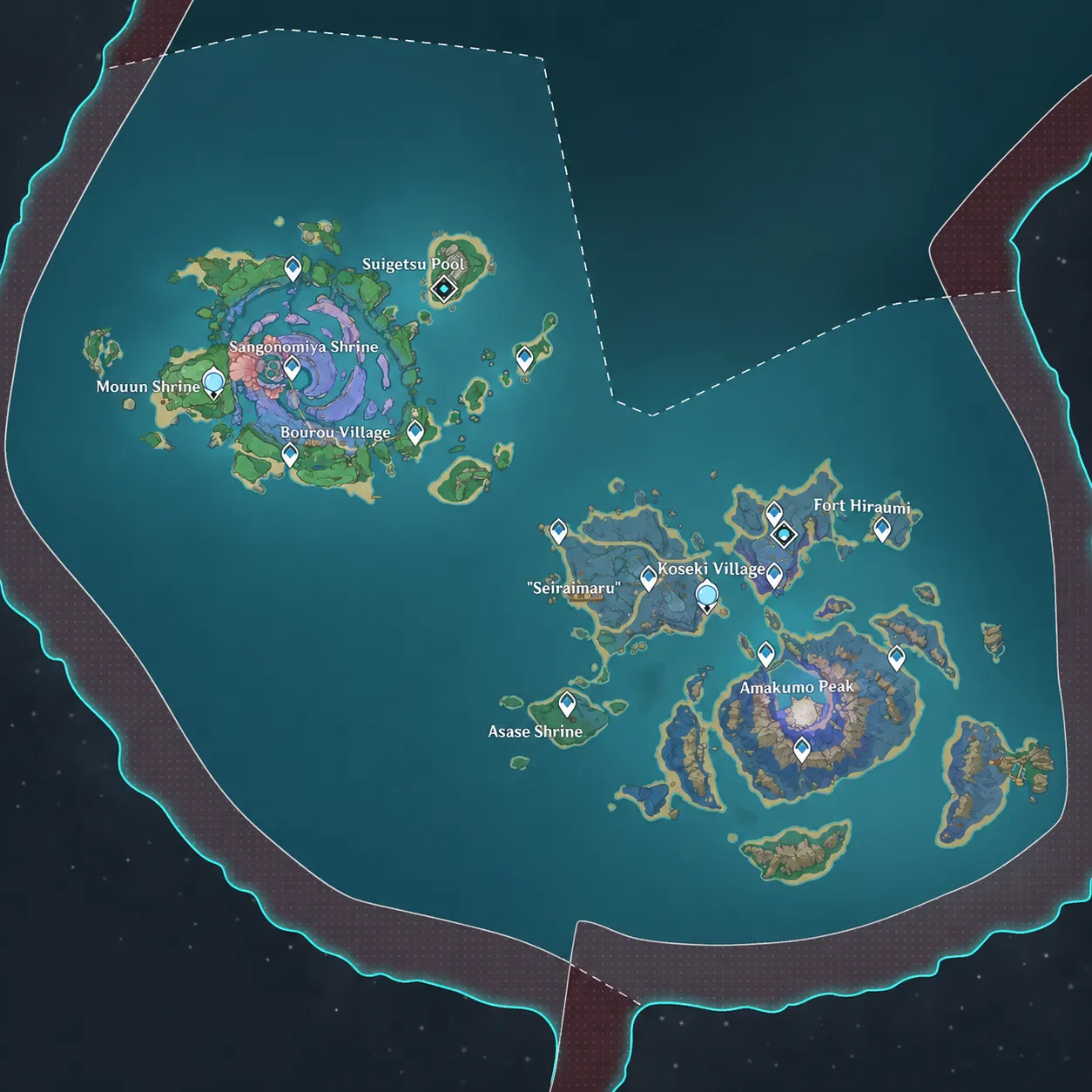 Genshin Impact Version 2.1 Watatsumi Island and Seirai Island map