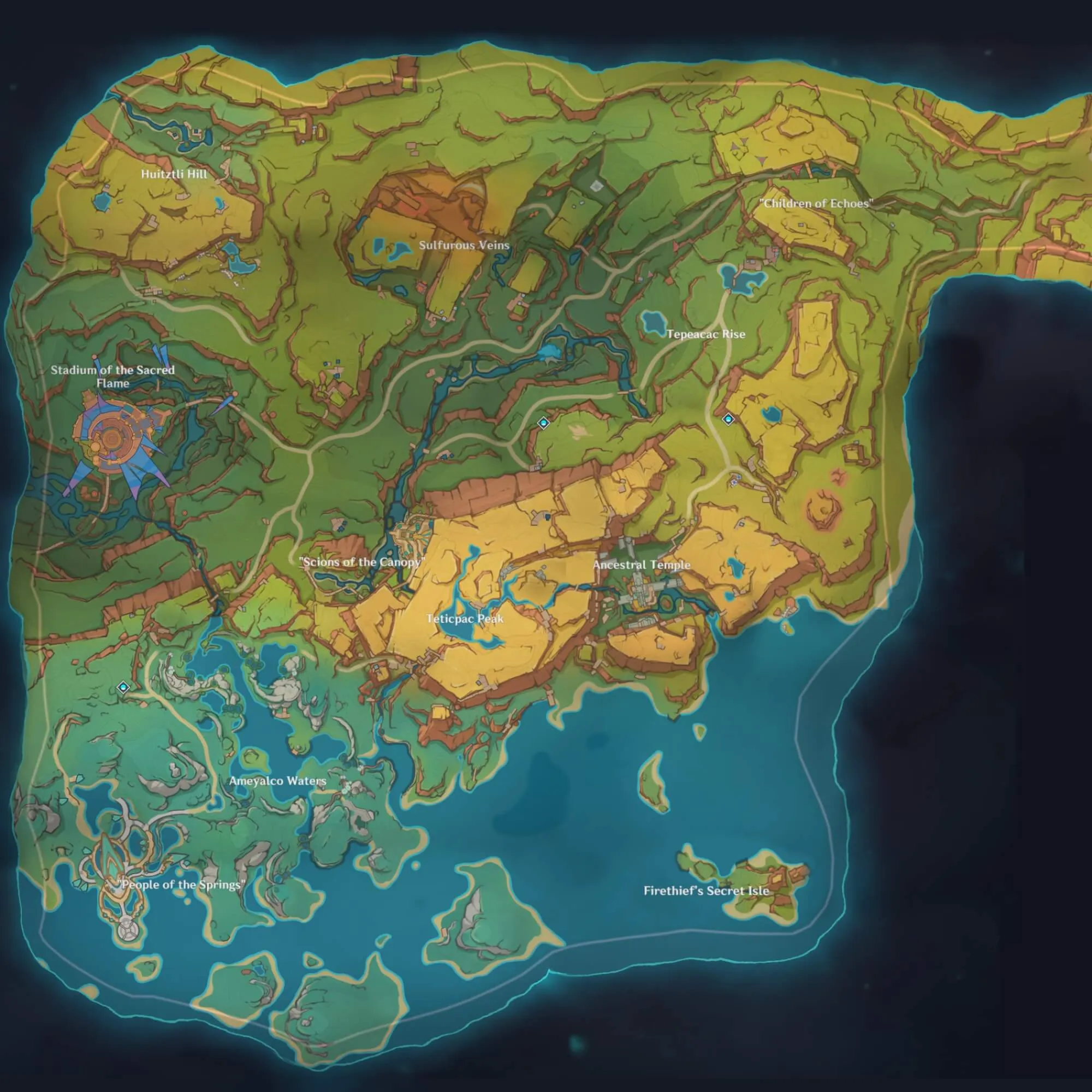 Genshin Impact Version 5.0 Natlan map