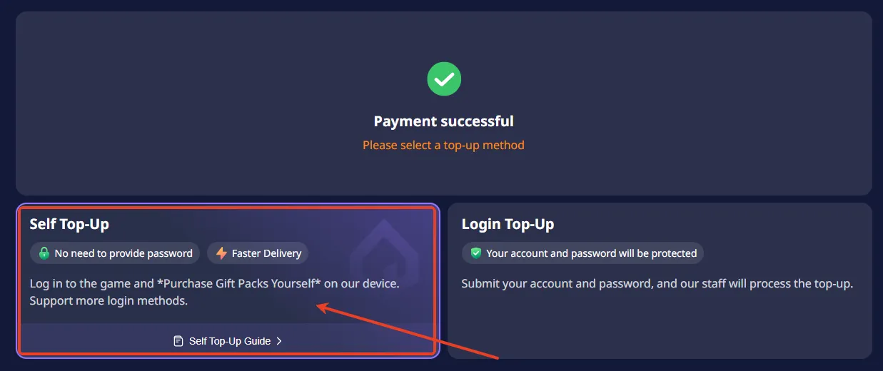 how to use nte self service top up on ldshop