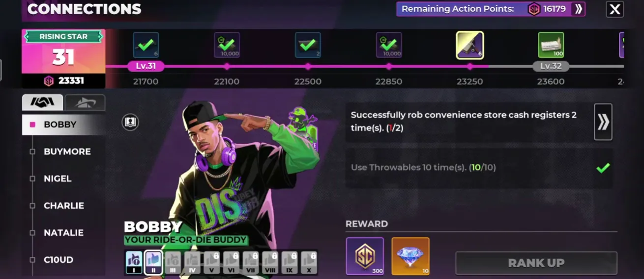 Gangstar Mirage City Street Cred level progression