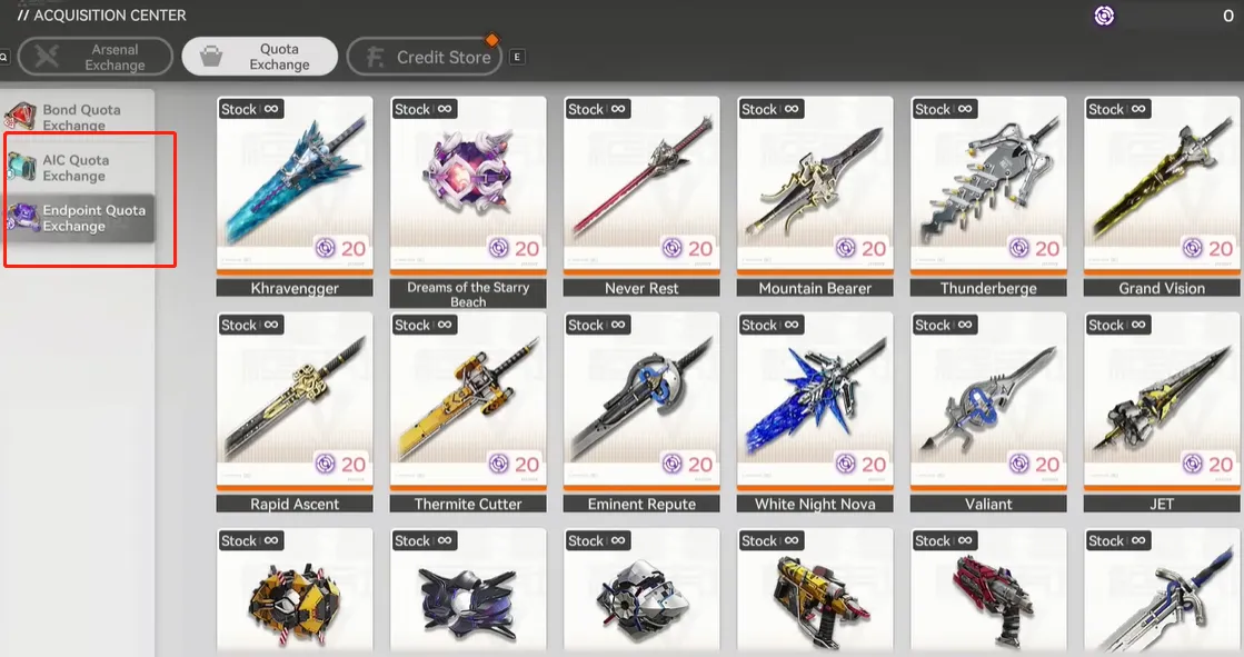  Quota Exchange shop.