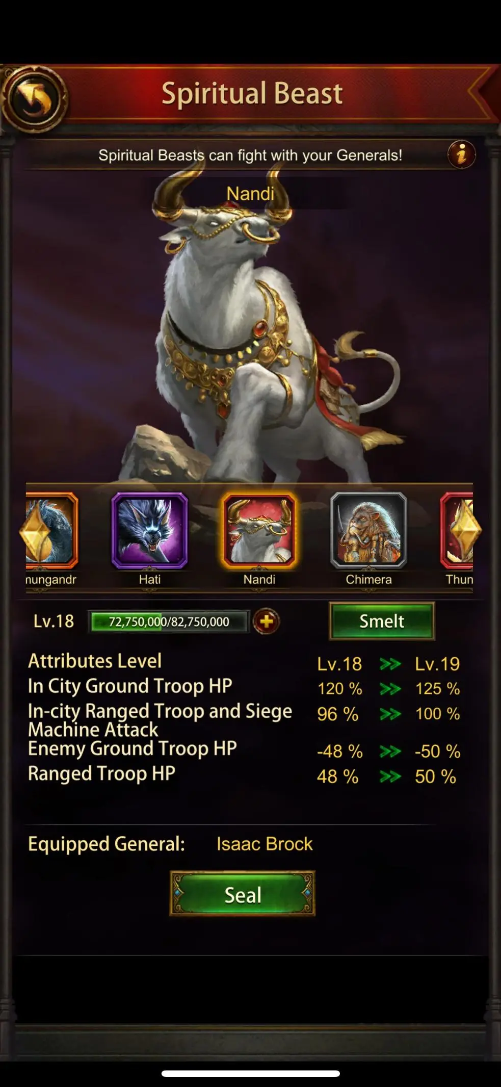 Spiritual Beast Stats | Evony
