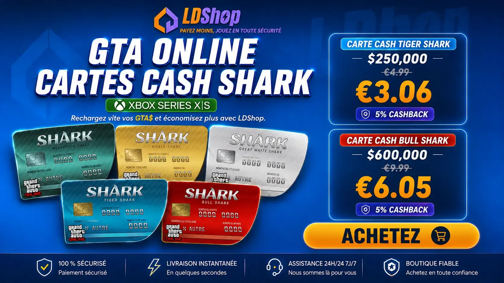 Buy GTA Online Shark Cash Cards for Xbox at LDShop
