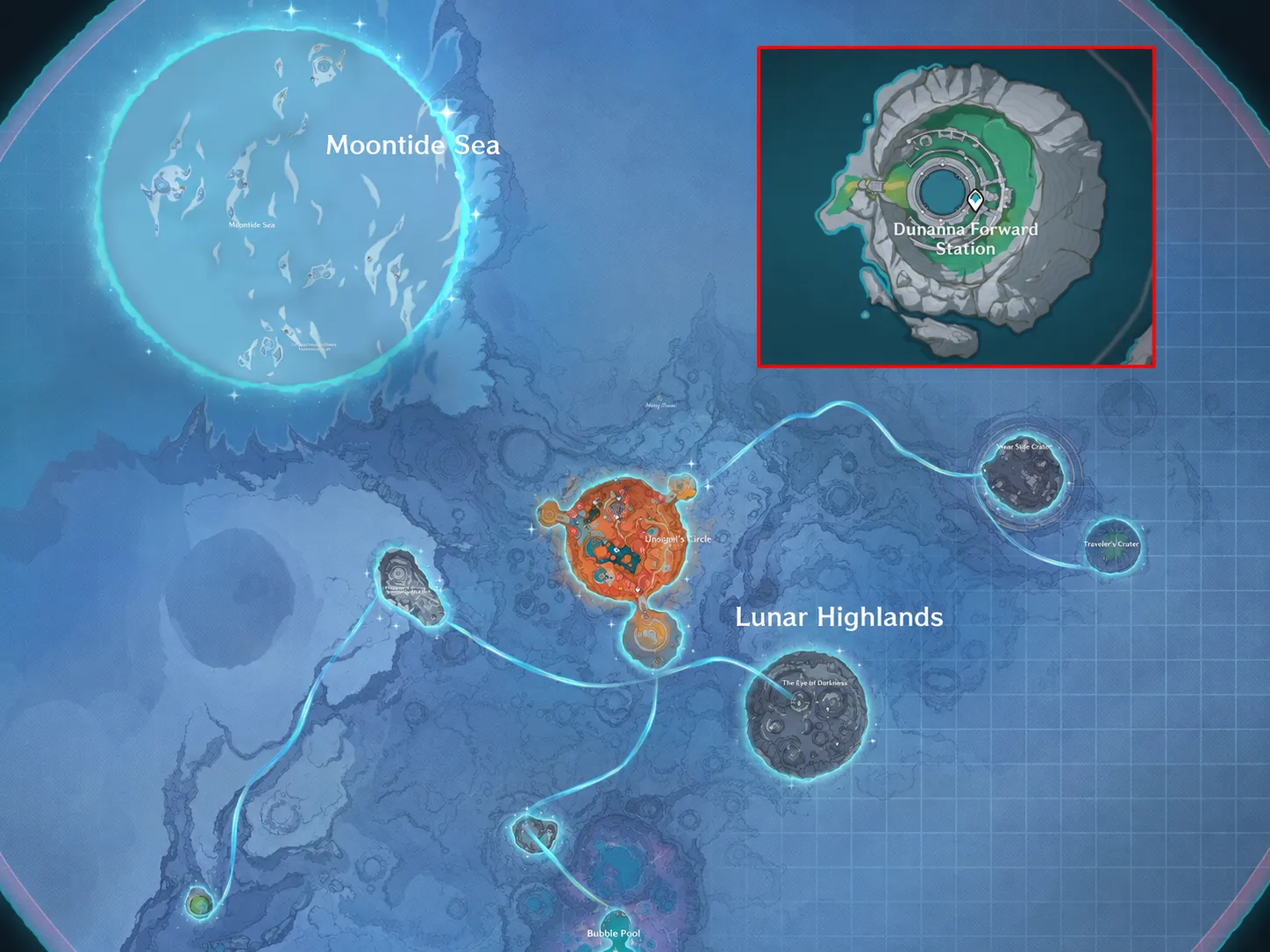 Genshin Impact Luna VIII Dunanna Pit and Frost Moon map