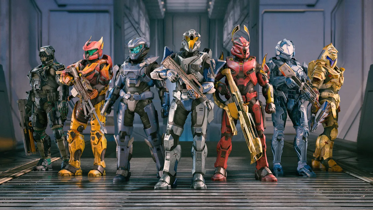 Halo: Campaign Evolved Spartans standing together in multiplayer armor