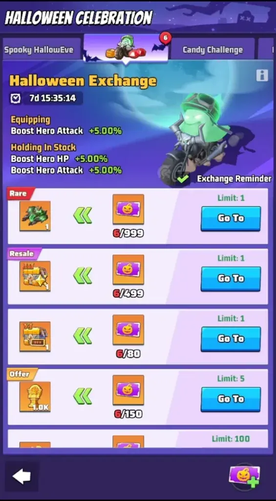 Halloween Exchange page