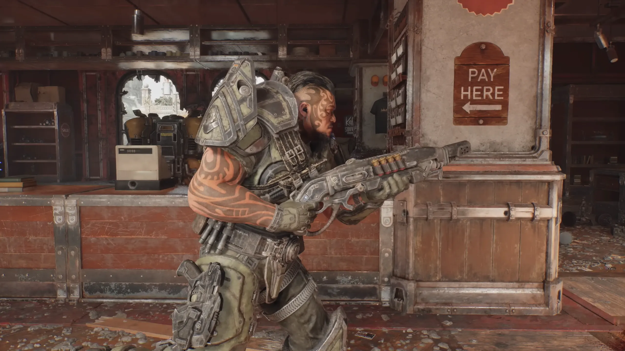 Gears of War: E-Day Open Beta gameplay featuring Marcus Fenix holding a Lancer