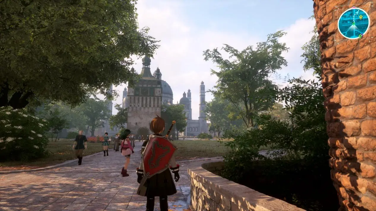 Player exploring a town in Echoes of Aincrad.