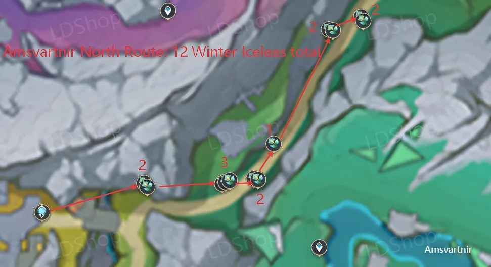 North Route: 12 Winter Iceleas genshin