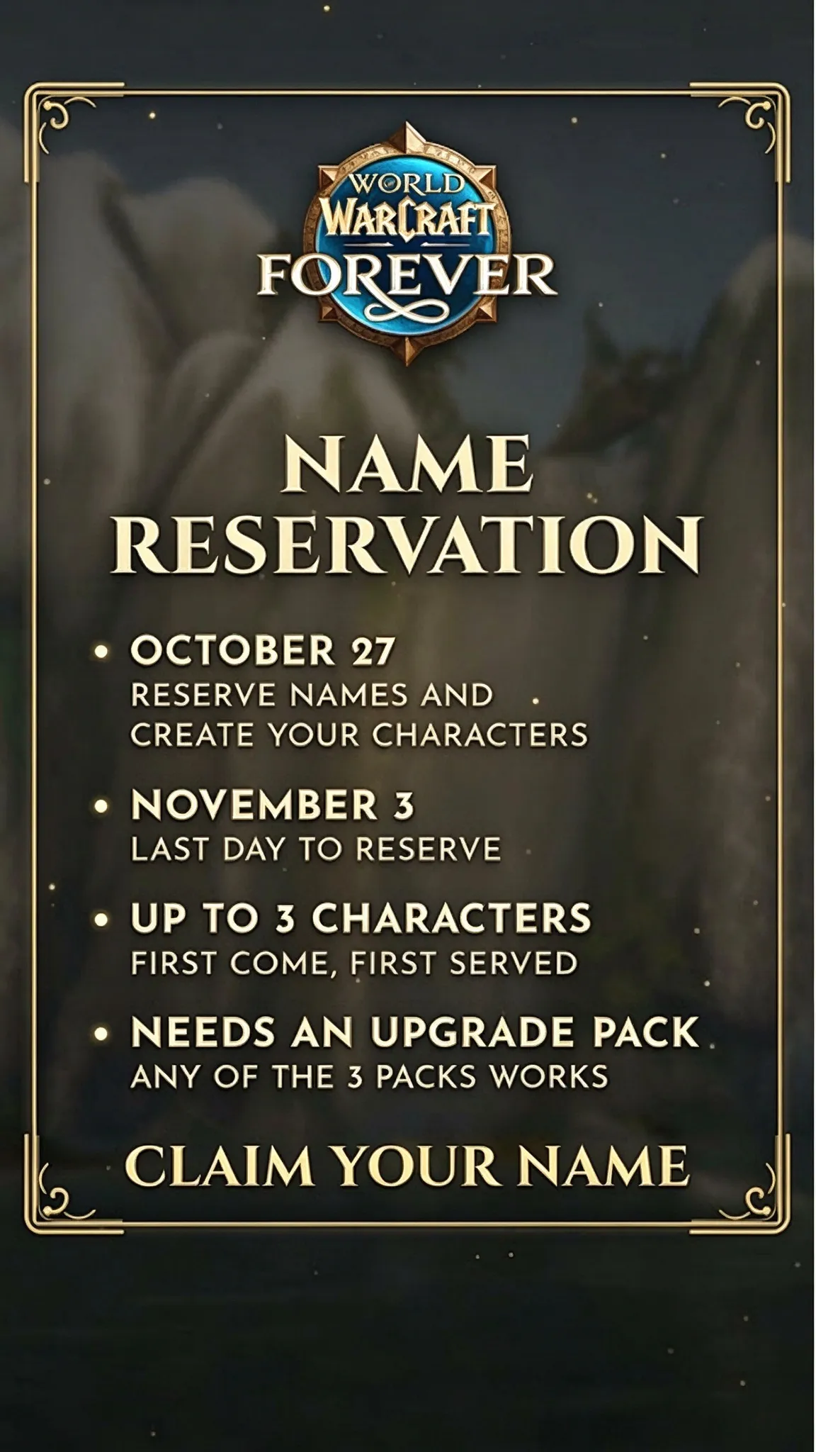 WoW: Forever Name Reservations Are Now Live