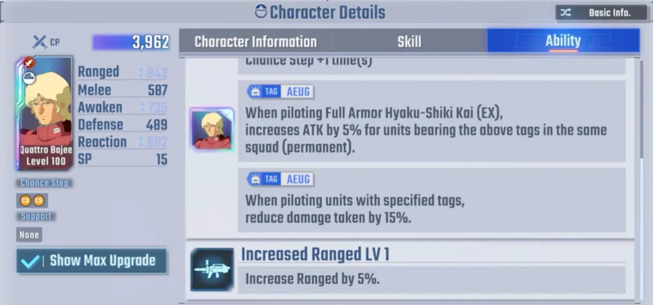 Quattro Bajeena AEUG ability synergy
