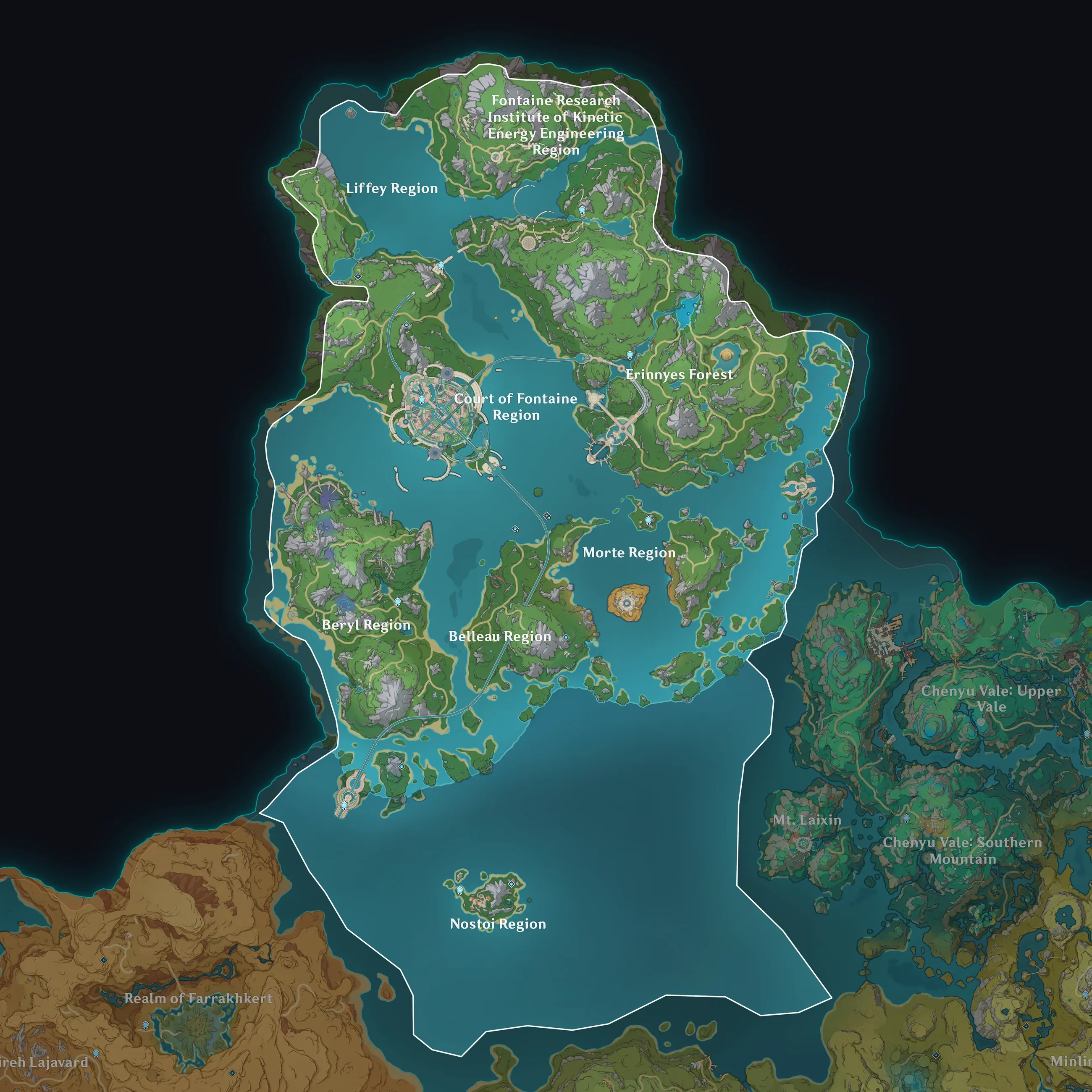 Genshin Impact Version 4.0 Fontaine map