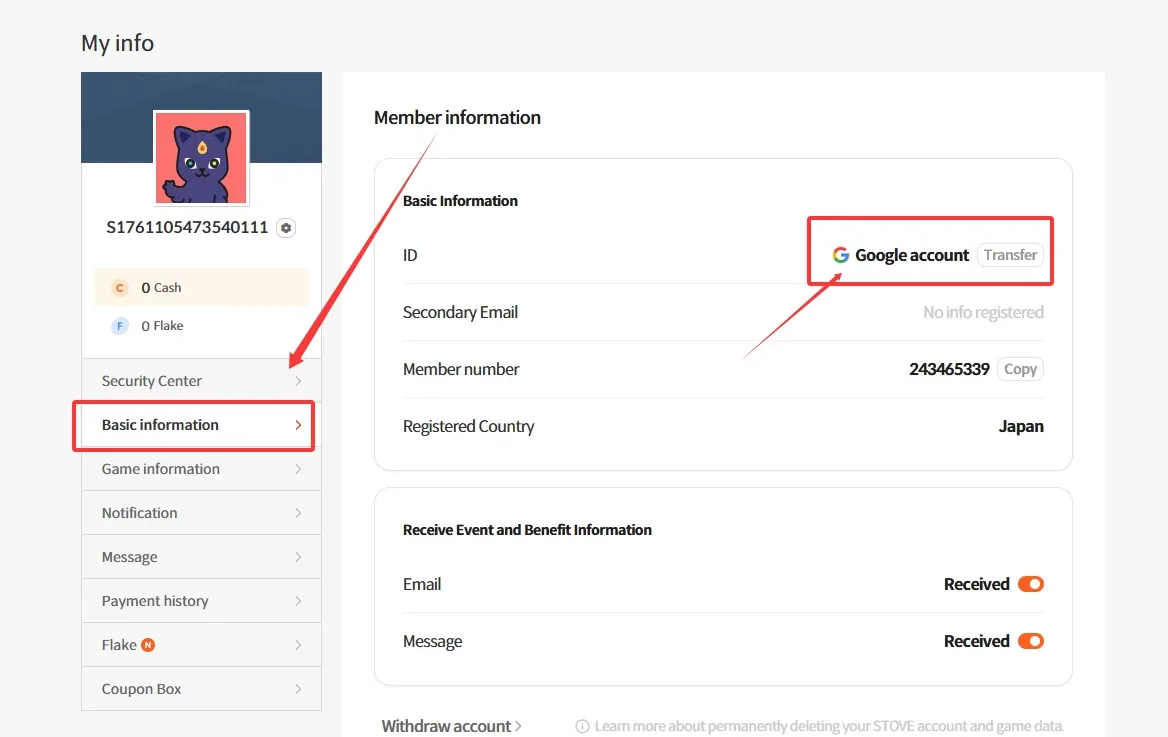 Bind your Google Account to STOVE Account for faster recharges - step 3