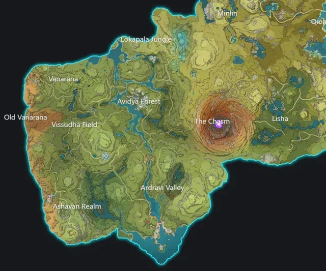 Genshin Impact Version 3.0 Sumeru Rainforest map